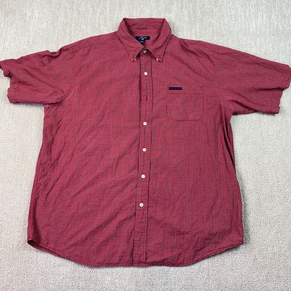 US Polo Assn Mens Button Up‎ Shirt Mens XL Red Check Short Sleeve*